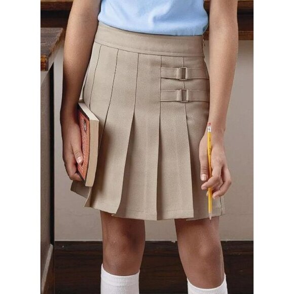 FRENCH TOAST Girl's Adjustable Waist Two-Tab Scooter Size 16 In Khaki - Picture 1 of 9